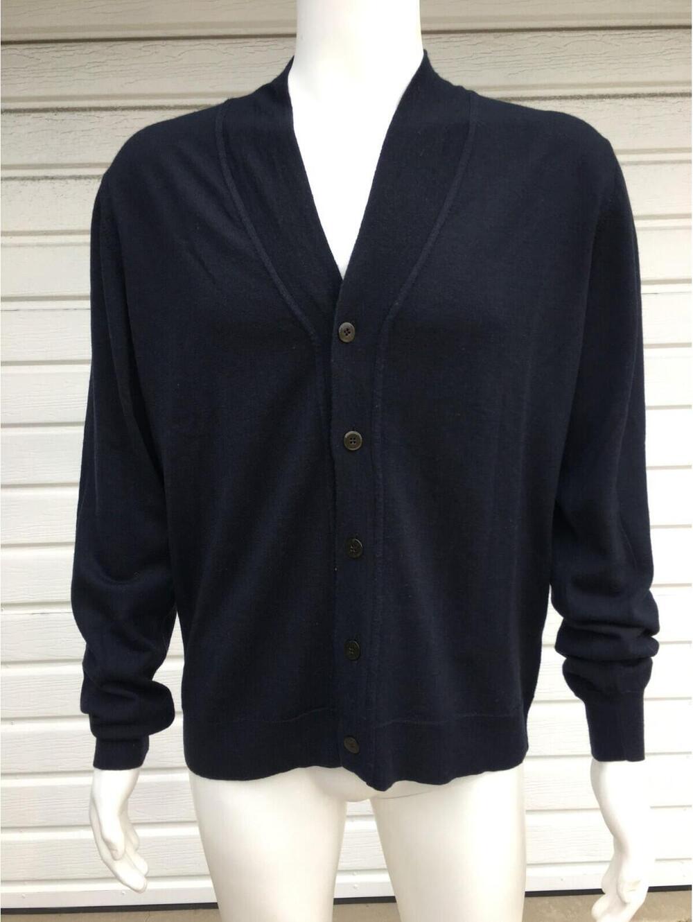 Etro Men's Black Cardigan Sweater 100% Soft Wool Italy sz 2XL